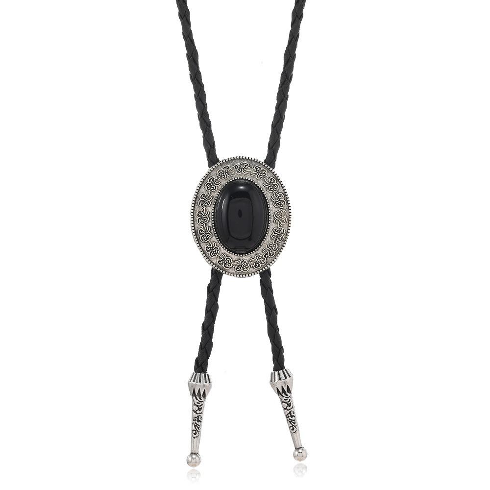 Ethnic Style Western Cowboy Style Necklace Long Leather Rope Necklace Retro Punk Necktie Girls