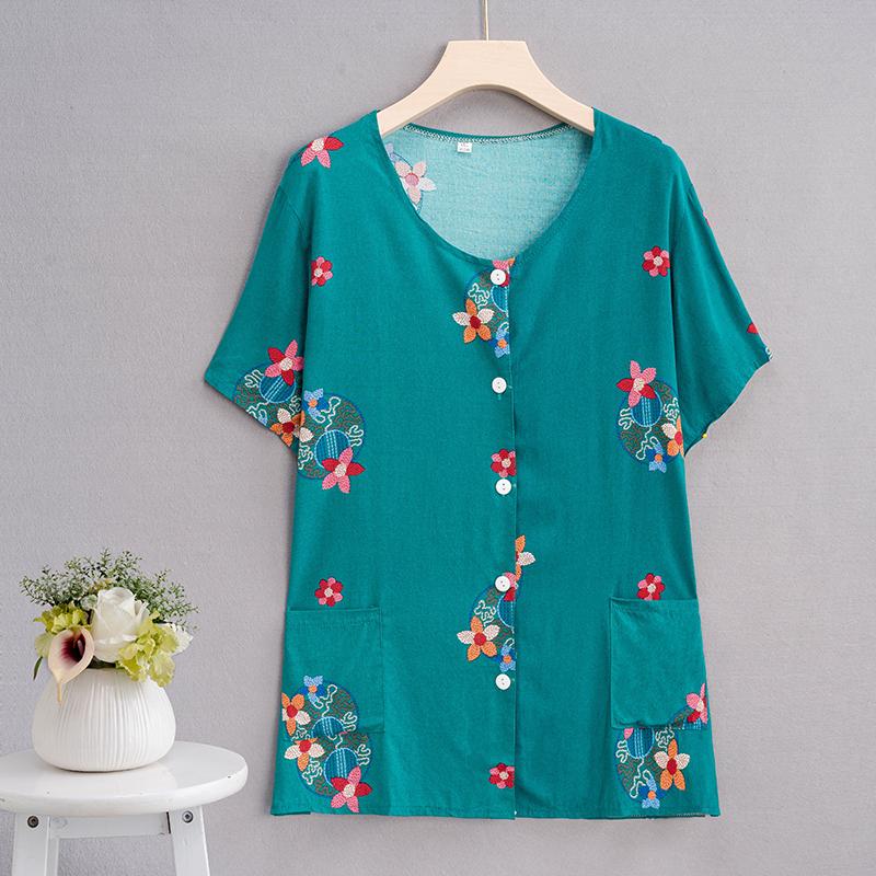 Summer Top Women Cardigan Thin Short Sleeve Plus Size Women's Blouse Summer Loose Vintage Clothes