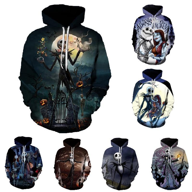 Nightmare Before Christmas Hoodie Pullover Sweatshirt Jack Sally Tops Unisex