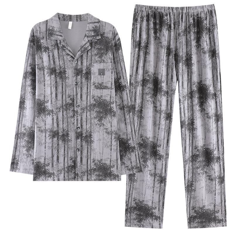 Pure Cotton Pajamas Men'S Spring And Autumn Long-Sleeved Trousers Cotton Loungewear Suit Boys