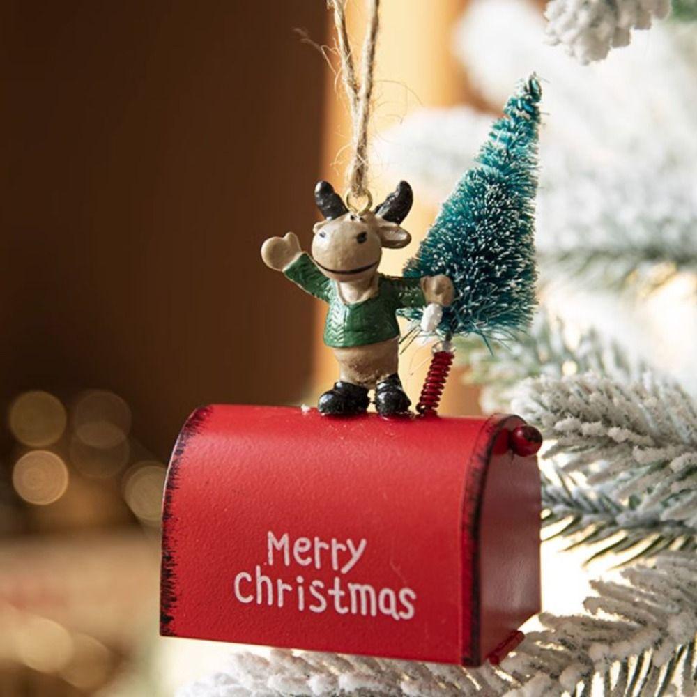Iron Christmas Santa Claus Bell Painted Xmas Tree Decorations Car Pendant  Grocery Store