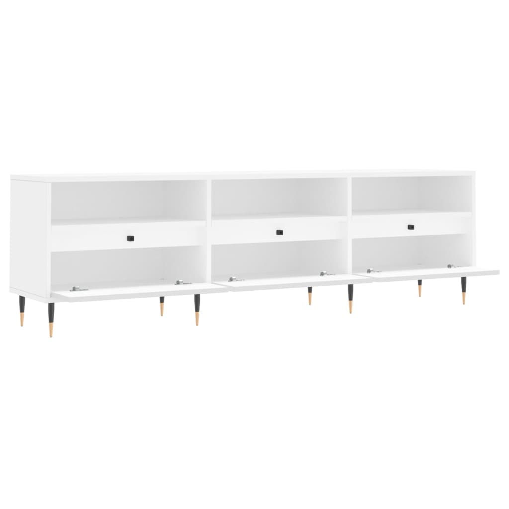 TV Cabinet, White, 150X30X44.5 Cm, Wood-Based Material