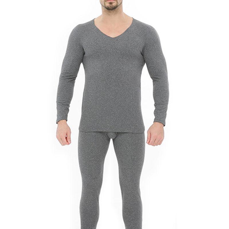 Мужская термобелье, бесшовные длинные брюки, теплые бархатные брюки, зимнее термобелье L светло-серый
