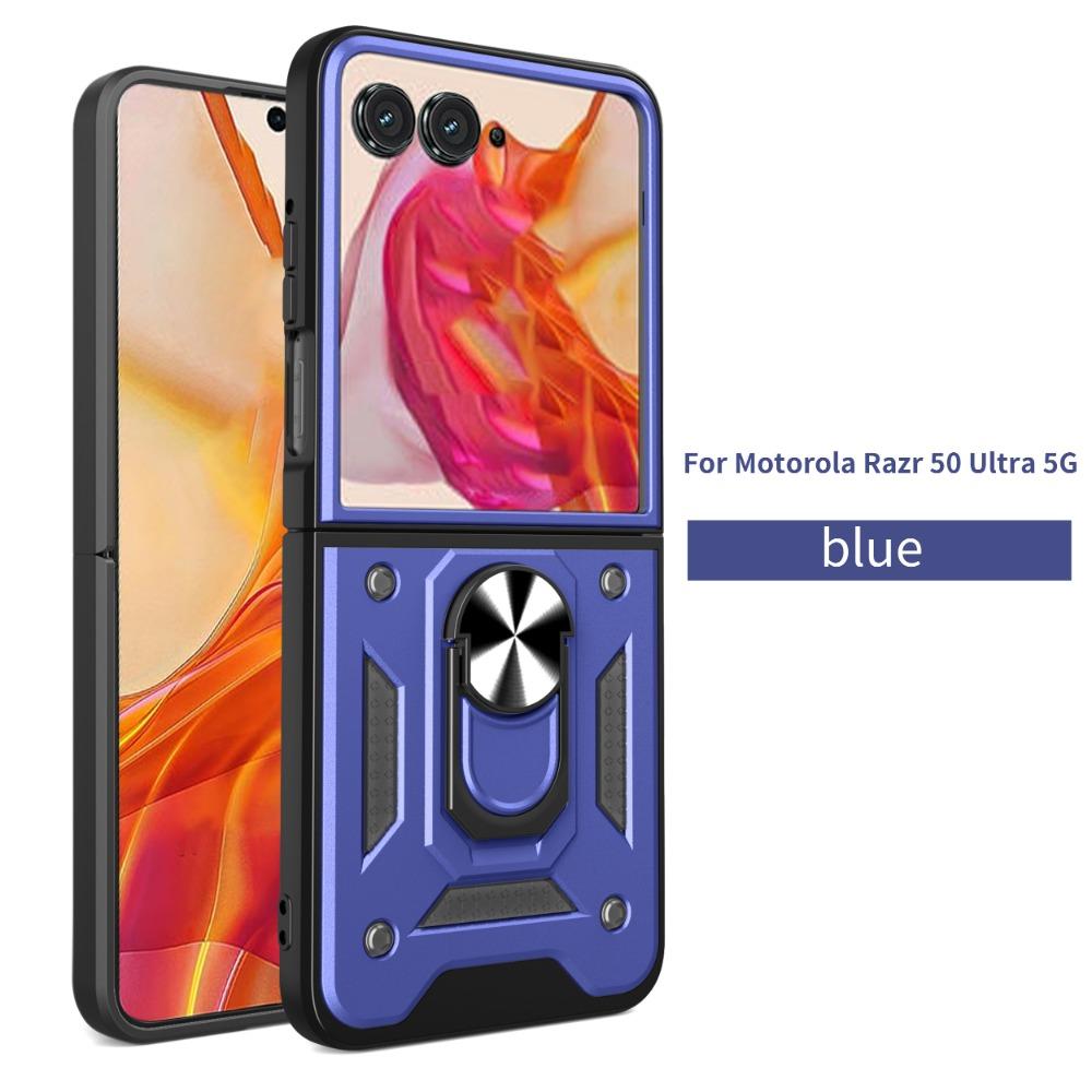 Funda for Motorola Razr 50 Ultra Case Armor Slide Camera Ring Stand Protective Cover for  Motorola Moto Razr 50 Ultra Capa