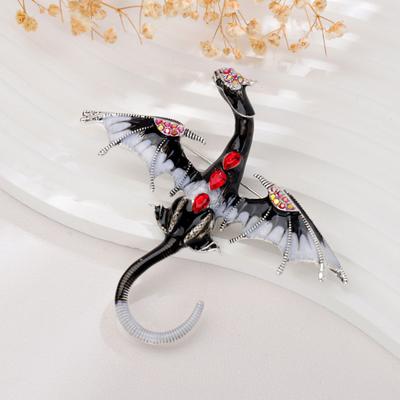 Unisex Broszka w Kształcie Smoka Kolorowe Cyrkonie Emaliowana Przypinka Odznaka na Klapę Garnituru