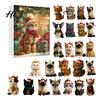 Holiday Countdown Gift Box 24 Day Cat Advent Calendar with Acrylic Christmas Ornaments, 2D Flat Animal Themed Ornaments Hanging Decorations, Xmas Tree