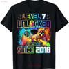 Level 7 Unlocked Year Old Video Gamer 7th Birthday T Shirt Vintage Casual Graphic Comfortable Versatile Homme Breathable