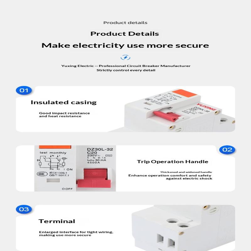 DZ30LE Residual Current Circuit Breaker 230V 1P+N Residual Circuit Breaker With Over And Short Current Leakage Protection RCBO M