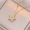Colorful Zircon Pentagonal Star Pendant Necklaces for Women Girls Stainless Steel Trendy Vintage Star Jewelry Accessories Gifts