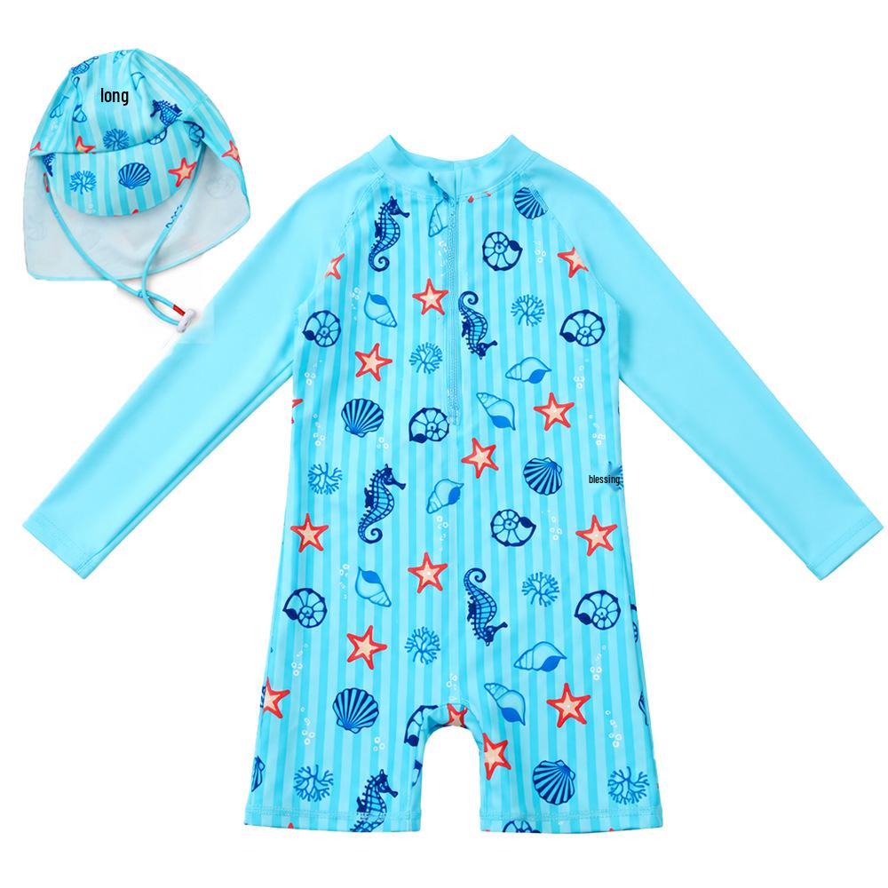 Two-Piece Long-Sleeve Sun Protection Swimsuit for Toddlers, Babies, and Kids