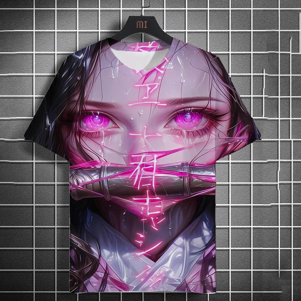 Kamado Nezuko 3D Men's Anime Printed Fashion Casual Short Sleeve T-Shirt Home Clothes Anime Summer Short Sleeve High Quality T-Shirts