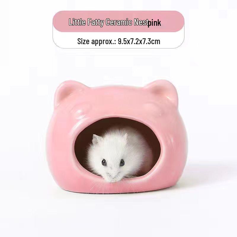 Большой керамический домик-укрытие для хомяка в виде клубники - Охлаждающий и стильный для всех сезонов