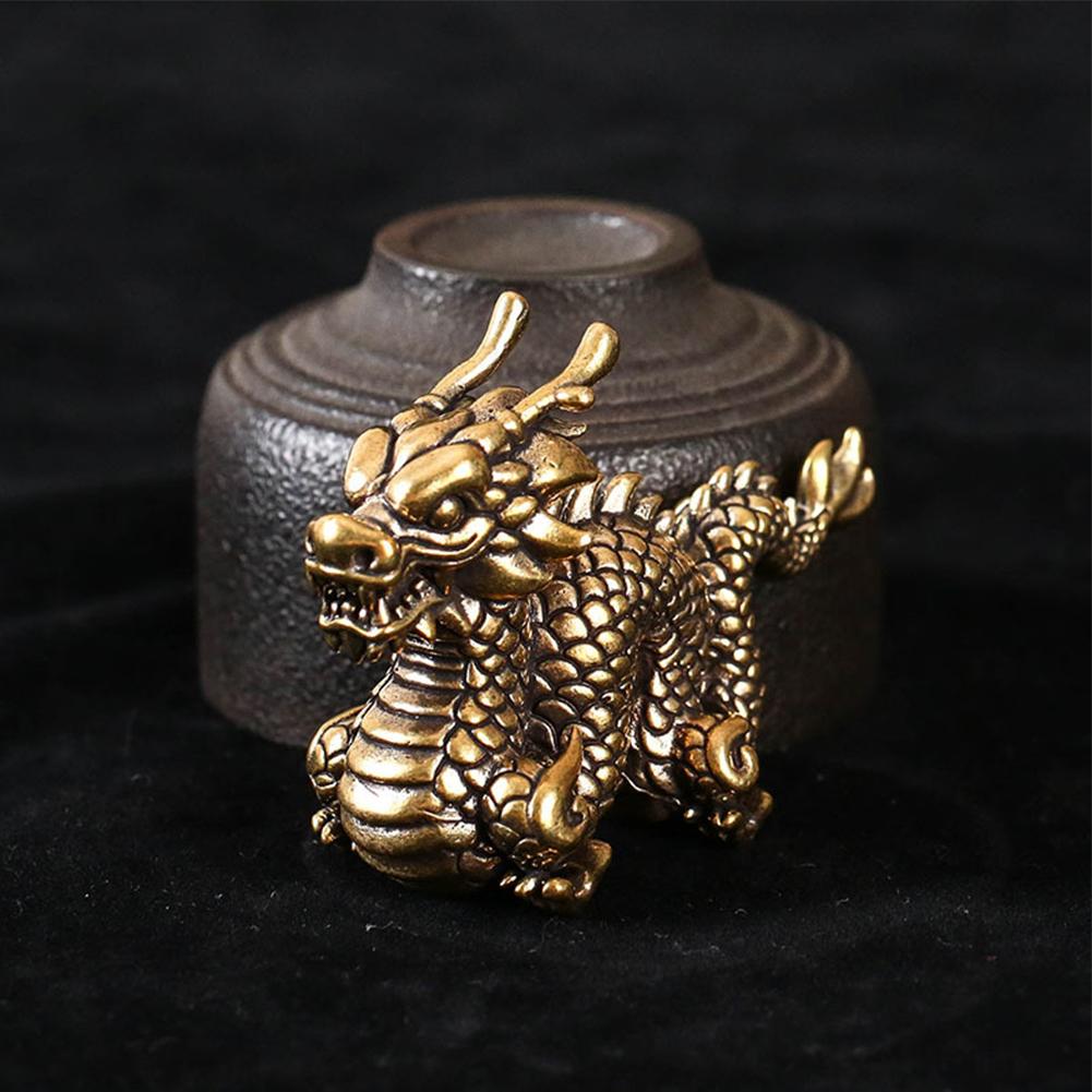 Brass Ornament Vintage Brass Delicately Crafted Desktop Dragon Hard Texture Home Crafts Desk Animal Decor 62*45mm