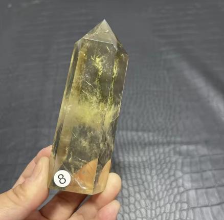 Natural Smoky Citrine Quartz Crystal Wand Single Pointed Quartz Stone Therapy Rod Magnetic Field Aggregation and Vertex