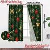 2pcs,Curtains Christmas Tree Bauble Star Swirl Fashionable Modern Curtains Yarn Curtains Holiday Ldeal for digital printing