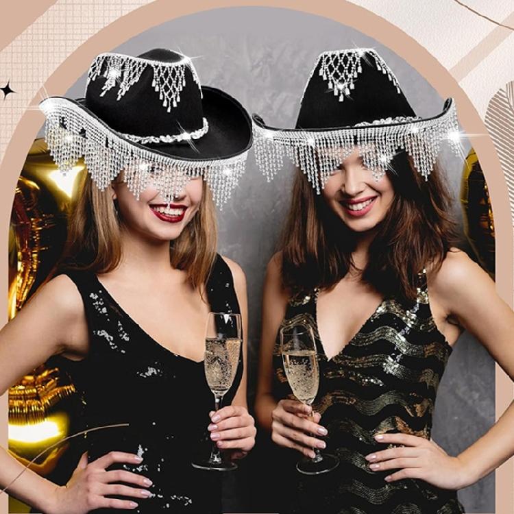 Vacation Cowboy Hats Shimmering Tassels Hand Beading Diamond for Club Carnivals