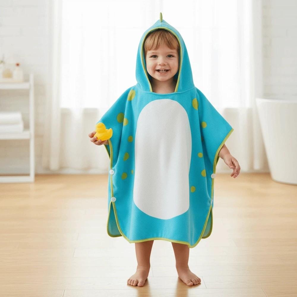 Warm Single Layer Bath Towel Cartoon Soft Girls Hooded Bathrobe Swim Towel Shower Cloak Children Dinosaur Bathrobe Bath