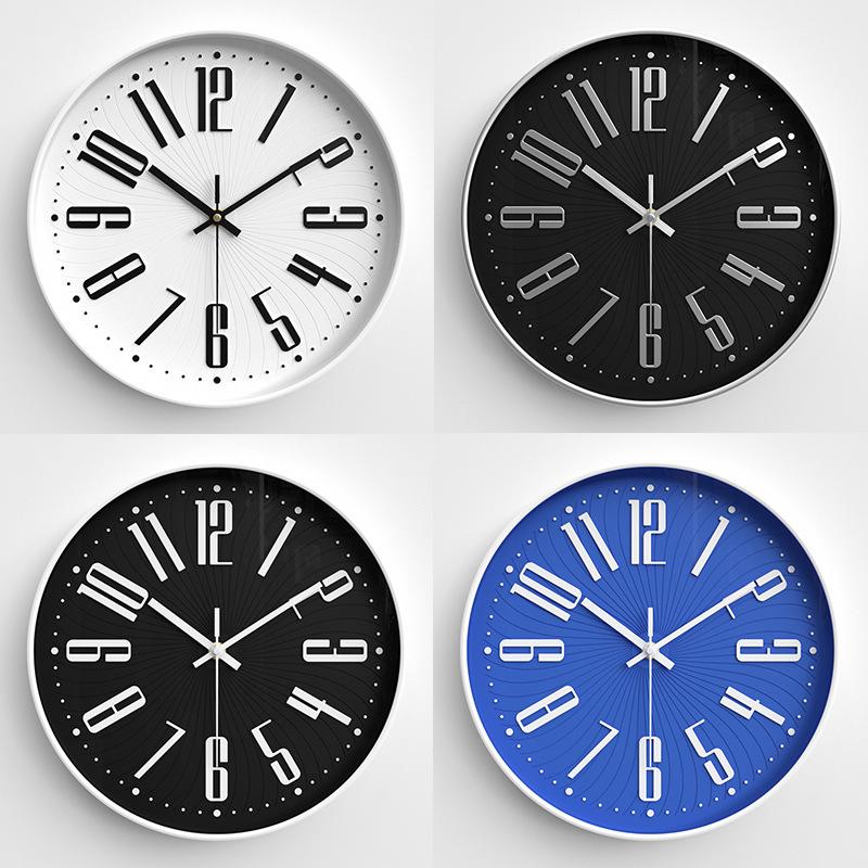 Wall Clock Modern Simple Three-dimensional Characters Personalized Creative Round Wall Clock Bedroom Silent Quartz Clock 12 Inches 30CM