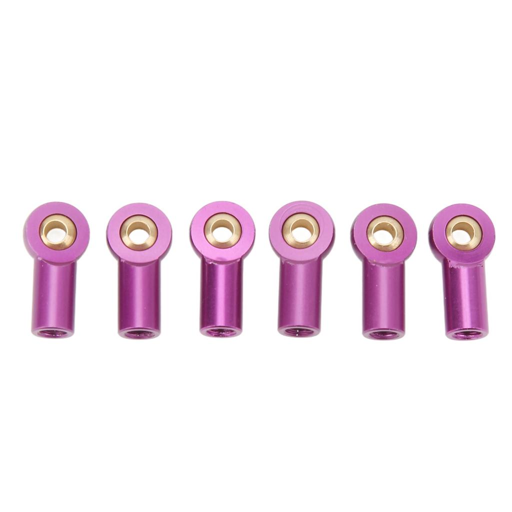 6Pcs Aluminum Alloy M3 Link Rod Tie Rod End Ball Head Joint Holder for 110 RC Car Purple