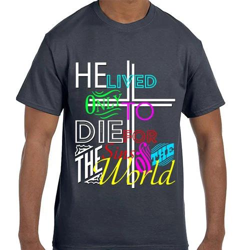 

Christian Jesus Cross He Lived to Die for the Sins of the World Easter T shirt 2XL