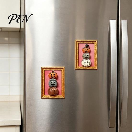 Waterproof Fridge Magnets Halloween Pumpkin Frame Refrigerator Magnet, Vintage Ghost Whiteboard Decorative Magnet for Holiday Party