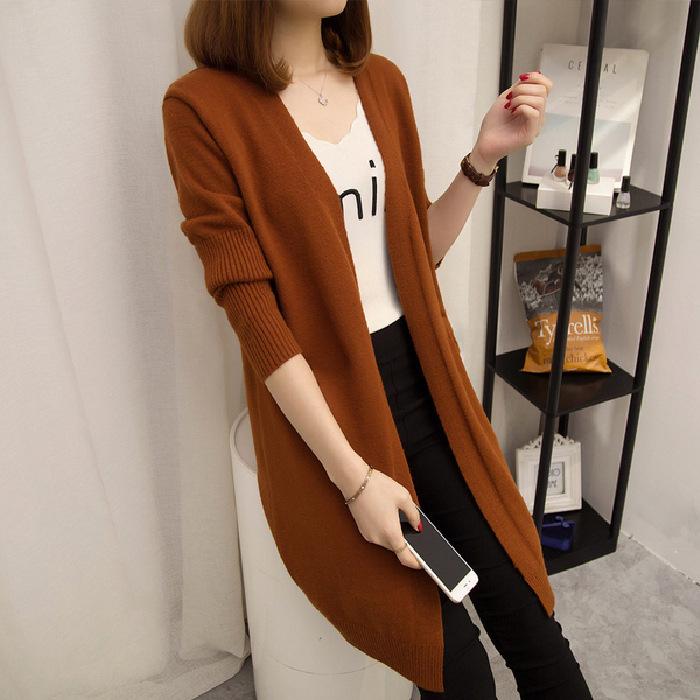 Jacket Spring and Autumn women's imitation knitted sweater new women's clothing Korean version medium and long threaded cloth women's cardigan loose