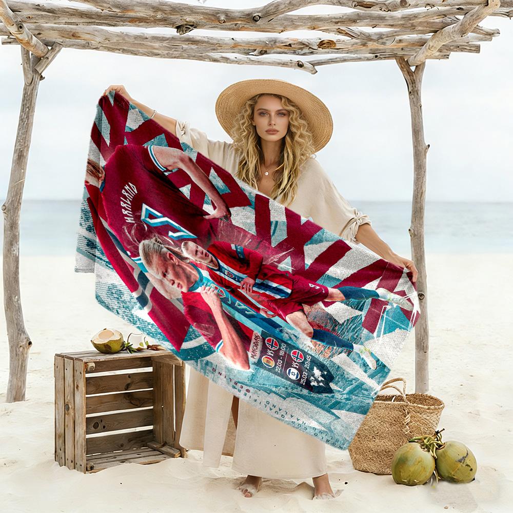 Haaland Beach Towel Quick-Dry Soft Microfiber Comfortable Lightweight Suitable for Swimming, Gym, Camping, Yoga Vacation