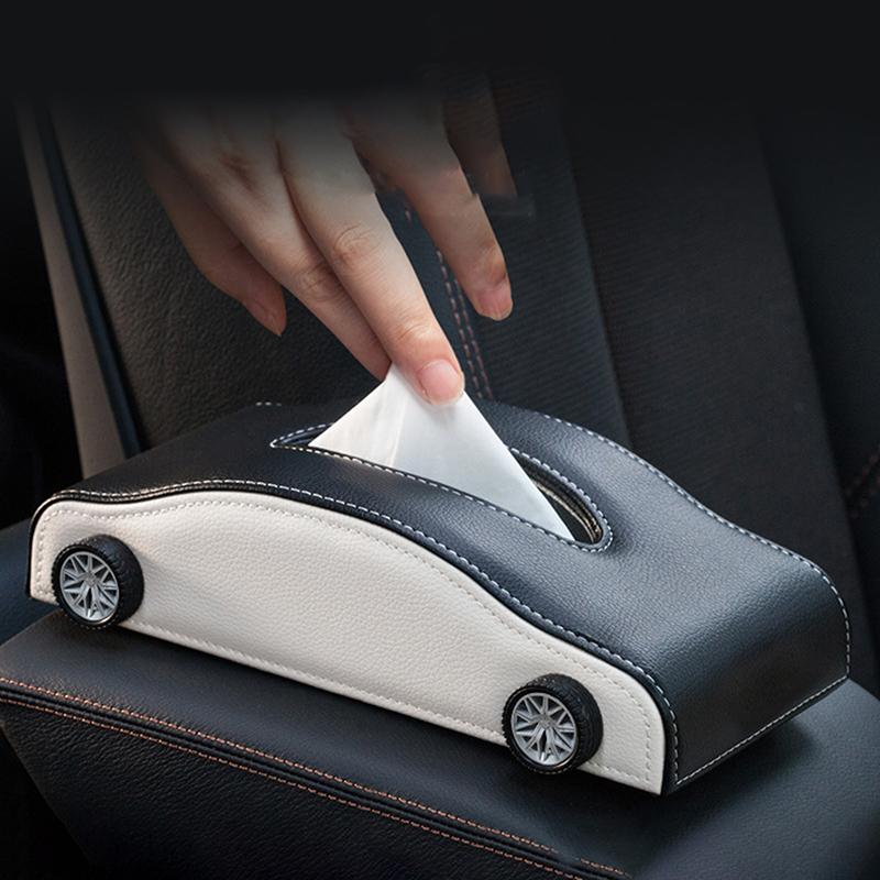 Kreative Autoform Taschentuchbox Simulierte Reifen Hitzebeständiger Taschentuchspender Dekorativer Tragbarer Autoleder Taschentuchorganizer
