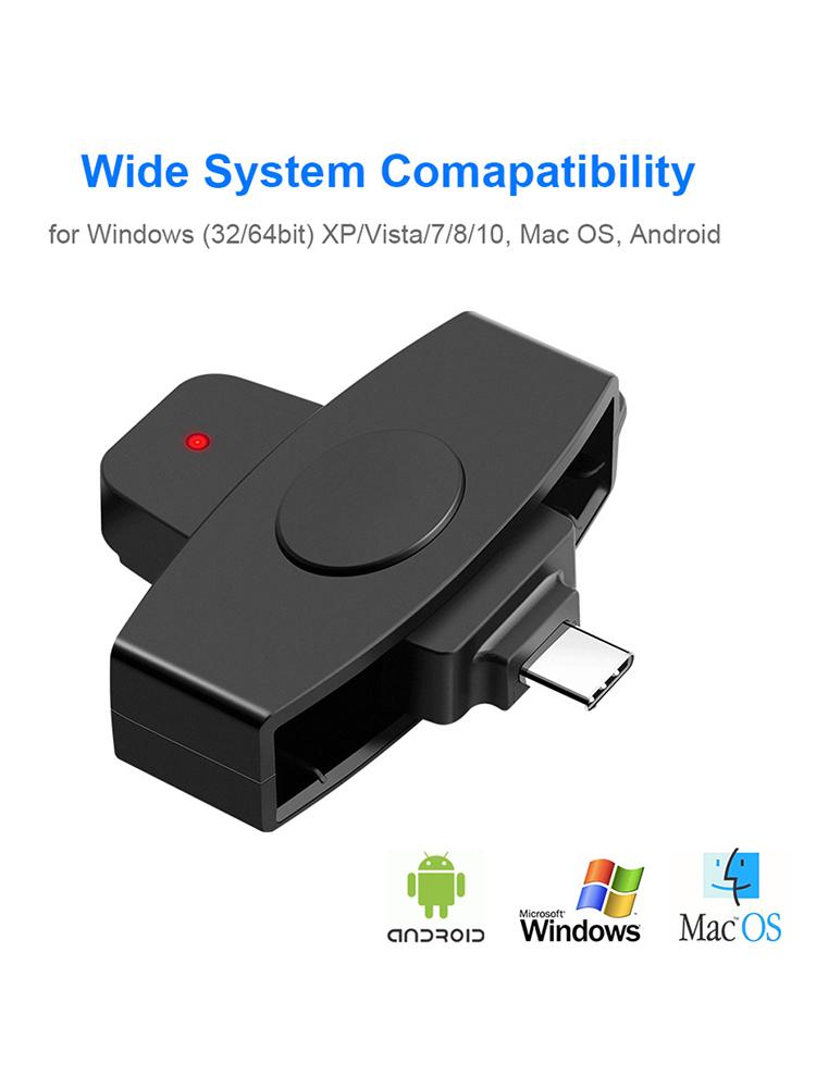 Type-C Smart Card Reader Bank Tax Declaration EMV Card External Reader Accessories Support for Windows for  OS