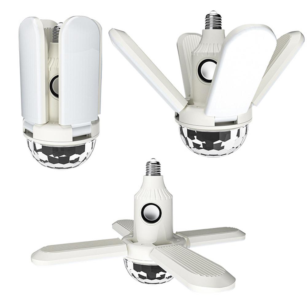 E27 LED Four-leaf Music Colorful Lamp Bluetooth Sound Control 24W Folding Bulb Lamp Ceiling Fixture Lights With Remote
