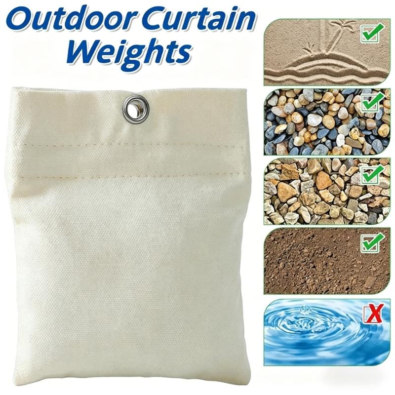 8PCS Curtain Weight Bags Outdoor Drapes Bottom Weighted Empty Sandbag with Metal Retainer Clips Set for Stability