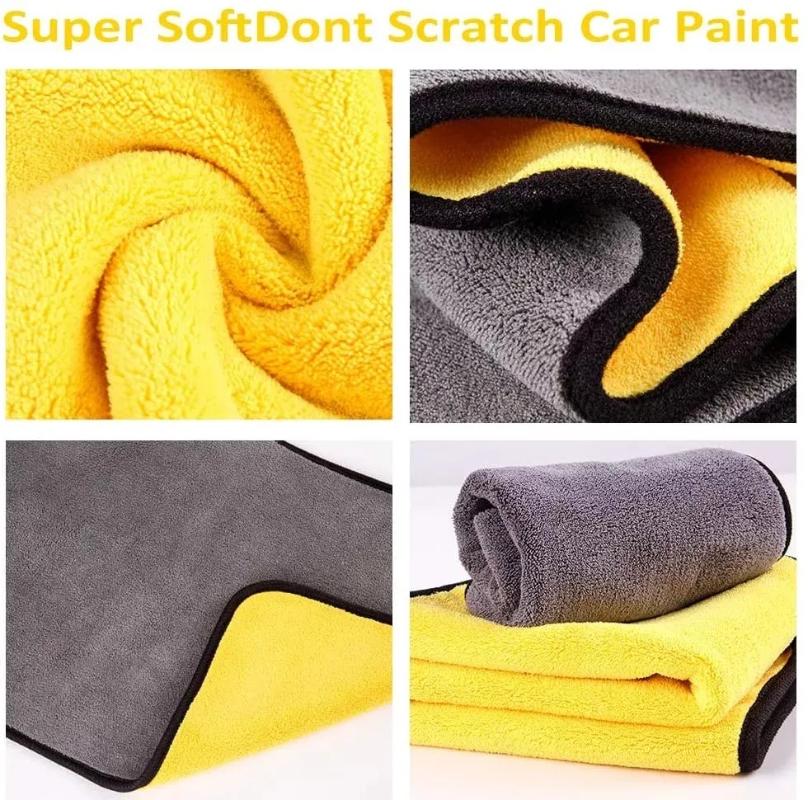 10Pcs Soft Car Microfiber Cleaning Towels Double Layer Drying Towel Car Care Cloth Detailing Washing Towels Car Cleaning Tools