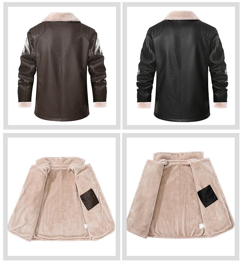 Kožená bunda s podšívkou ze sametu - Teplá, Jednodílná, US velikost 88988.