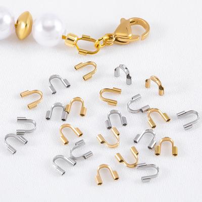 10pcs 30pcs Stainless Steel Gold Wire Protector Wire Guard Guardian Protectors Loops U Shape Clasps Connector DIY Jewelry Making