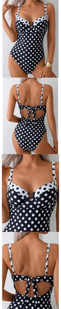 European and American Polka Dot Bikini - Women's Conservative White Swimwear