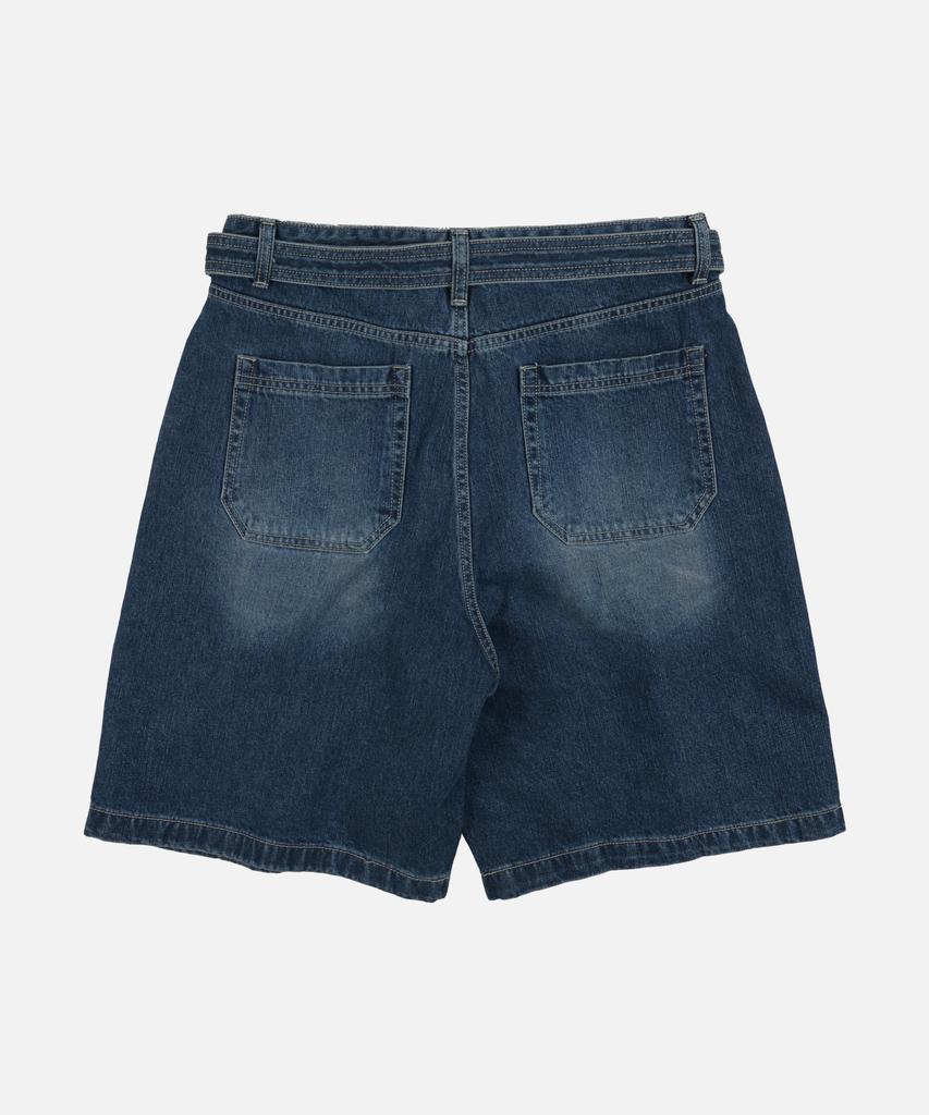 FRIZMWORKS Lyocell Belted Denim Shorts _ Mid Blue