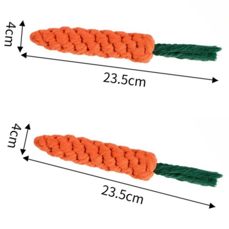 2pcs Pet Toy Carrot Knot Rope Bite Resistant Teeth Grinding Interactive Chew Toy for Dogs Self Entertaining
