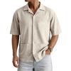 Men's Summer Casual Short-Sleeve Shirt With Collar And Multiple Pockets