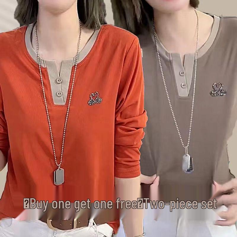 Black Swan V-neck Long-sleeve T-shirt: Slimming, Stylish, and Age-Reducing