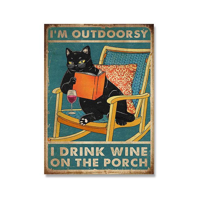 Cartoon Funny Cat Posters And Prints Vintage Canvas Painting Wall Art Pictures For Living Room Kitchen Wine Cuadros Home Decor
