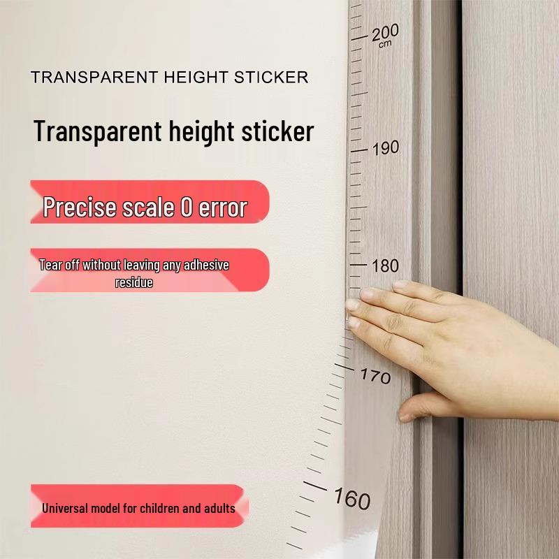 Transparent Removable Height Chart Sticker for Kids - Accurate Wall Measurement