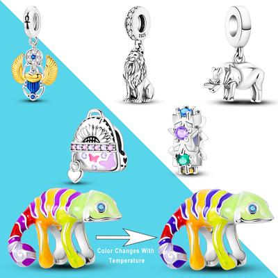 Sliver Color Bag Chameleon Lion Charms Fit Nový roztomilý náhrdelník s přívěskem Bracalet