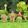 Mini Cartoon House Figurine Miniature Road Sign Chair Stone Letter Box Mushroom Statue House Micro Landscape Fairy Garden Decoration