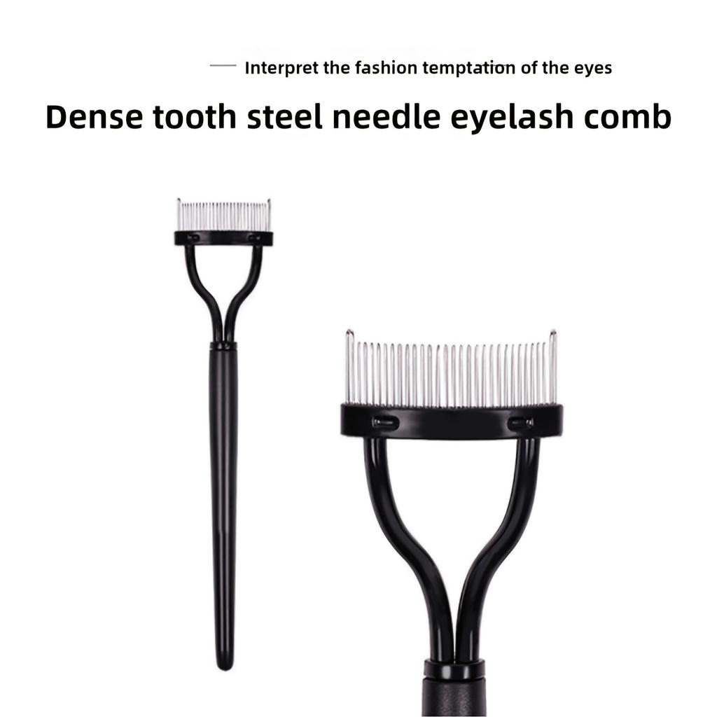 Stainless Steel Eyelash Comb & Eyebrow Brush Dense Teeth for False Lashes & Natural Brows Makeup Tool