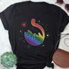 Regenbogen Gay Pride Shirt, Regenbogenflagge Pride Geschenk, LGBT T-Shirt, Pride Monat Pride Festival Tee, Oberteile, Weltraum Galaxie Katze, Schwarze Katze
