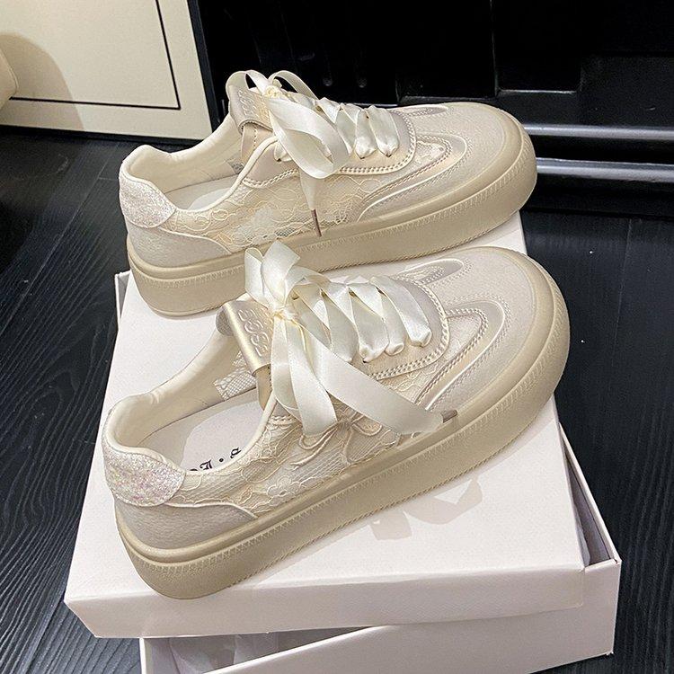 

2024 Новые женские черные кроссовки на платформе с кружевной сеткой Удобная обувь Модная уличная многофункциональная женская дизайнерская обувь 35 бежевый