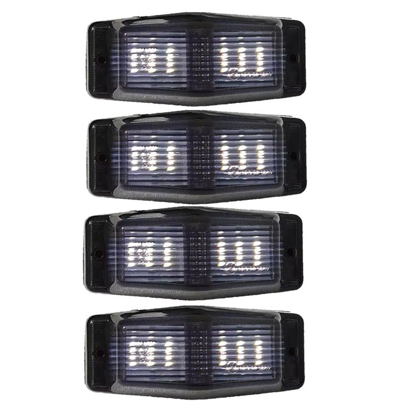 4Pcs Smoked White Front Grill Light LED Marker Lamp For Scania Volvo Man Benz Truck Lorry Double Burner Indicator Light-A87Q