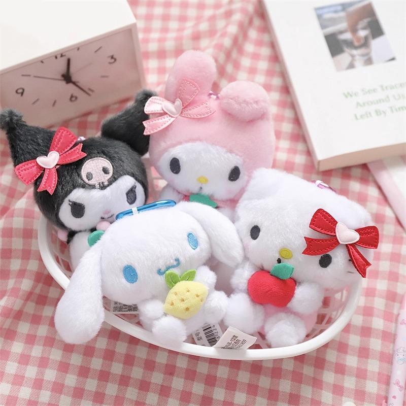 Hello Kitty Kuromi Melody Cinnamoroll Stuffed Toys Pendant Cute Plush Toys Keyring Anime Keychain Birthday Christmas Gift