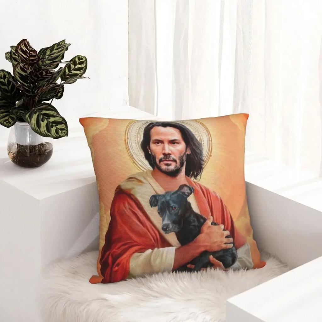 Keanu Reeves Lord Saviour Pillowcase Soft Polyester Cushion Cover Decorations Funny Jesus Pillow Case Cover Sofa Square
