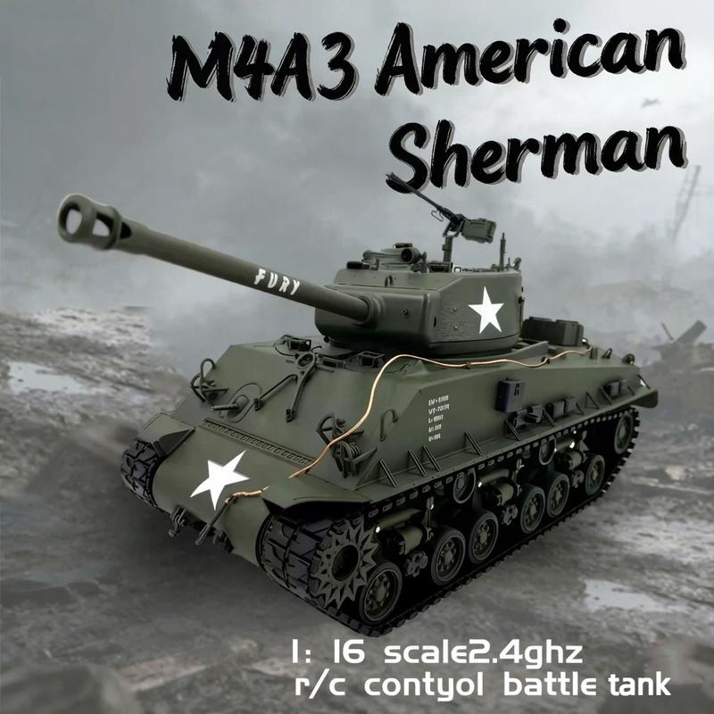 New Rc Battle Tank Wwii Us M4A3 Sherman Full Metal 1 16 Scale 2 4Ghz Remote Control Military Model For Adult Hobby Collectors